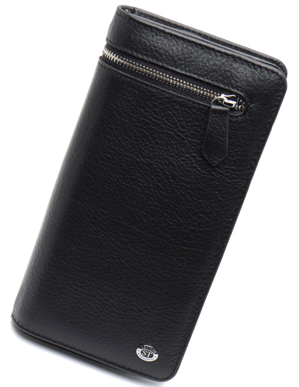 Чорний багатофункціональний чоловічий гаманець з натуральної шкіри МС291