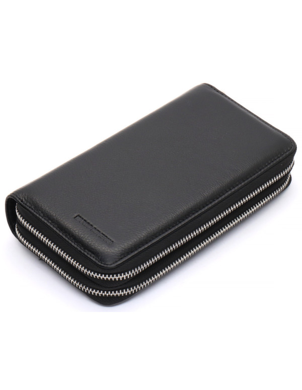 Чорний чоловічий клатч на дві блискавки з натуральної шкіри Marco Coverna MC-801-1