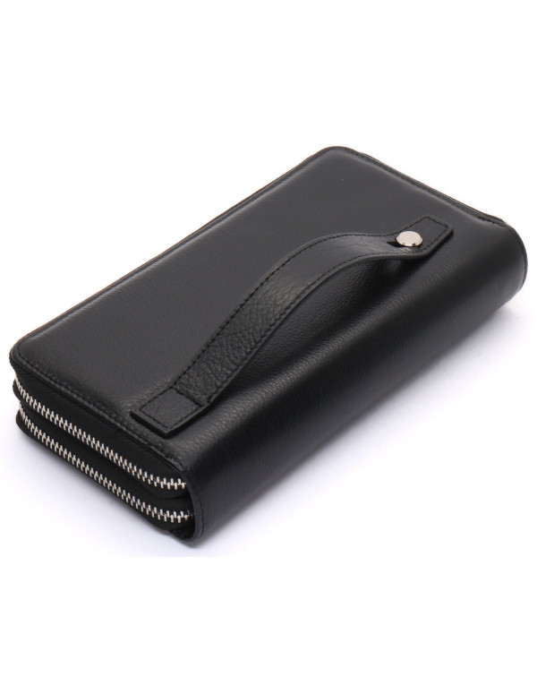 Чорний чоловічий клатч на дві блискавки з натуральної шкіри Marco Coverna MC-801-1