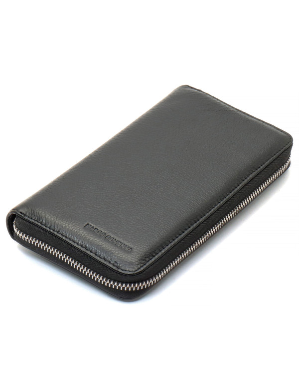 Чорний чоловічий гаманець-клатч на блискавці з натуральної шкіри Marco Coverna MC-802-1