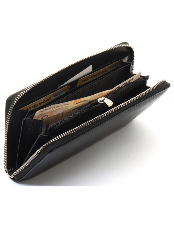 Чорний чоловічий гаманець-клатч на блискавці з натуральної шкіри Marco Coverna MC-802-1