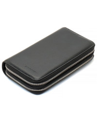 Чорний чоловічий гаманець-клатч на дві блискавки з натуральної шкіри Marco Coverna MC-801