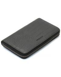 Чорний гаманець-клатч на блискавці з блоком під картки із натуральної шкіри Marco Coverna MCJP-5901A