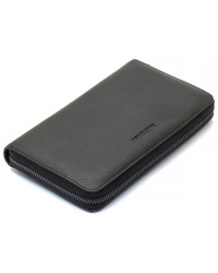 Чорний гаманець-клатч з блоком під картки під однією блискавкою з натуральної шкіри Marco Coverna МС-5901Q