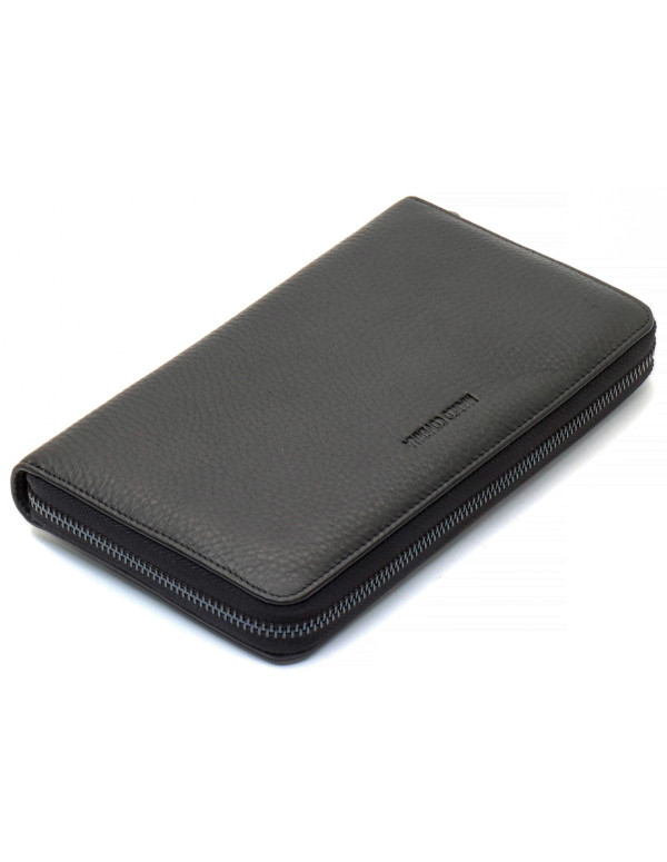 Чорний гаманець-клатч з блоком під картки під однією блискавкою з натуральної шкіри Marco Coverna МС-5901Q