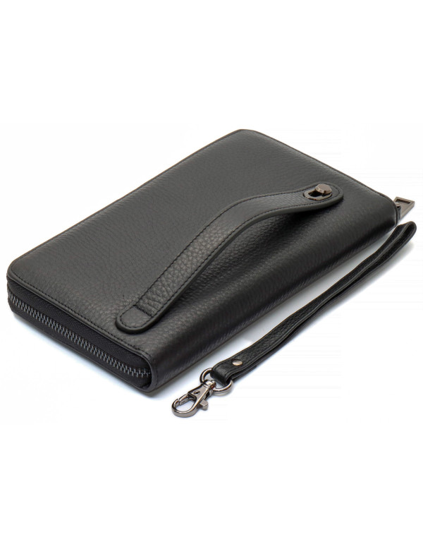 Чорний гаманець-клатч з блоком під картки під однією блискавкою з натуральної шкіри Marco Coverna МС-5901Q