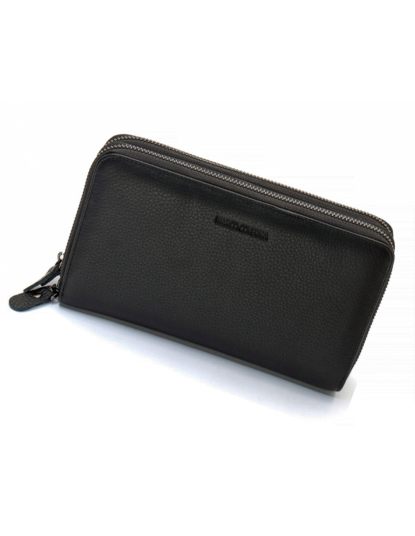 Чорний гаманець-клатч на дві блискавки з натуральної шкіри Marco Coverna B-5902B-1Q