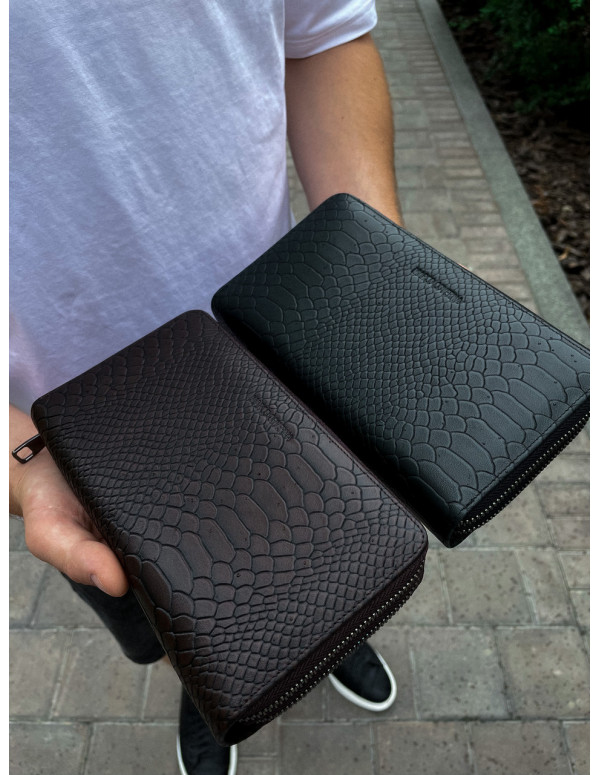 Клатч на дві блискавки з фактурною натуральною шкірою MC-086-5902С