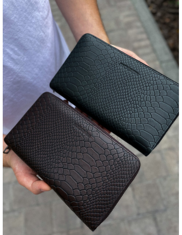 Клатч на дві блискавки з фактурною натуральною шкірою MC-086-5902С