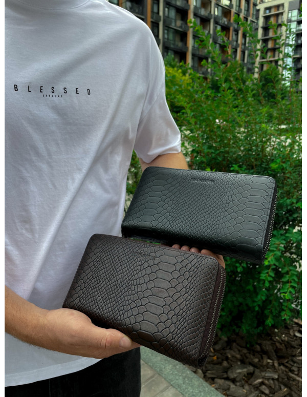 Клатч на дві блискавки з фактурною натуральною шкірою MC-086-5902С