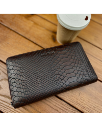 Коричневий гаманець-клатч на дві блискавки з блоком під картки із натуральної шкіри Marco Coverna MC086-5901С