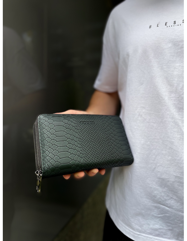 Клатч на дві блискавки з фактурною натуральною шкірою MC-086-5902С