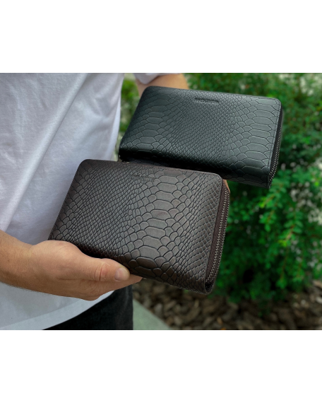 Клатч на дві блискавки з фактурною натуральною шкірою MC-086-5902С