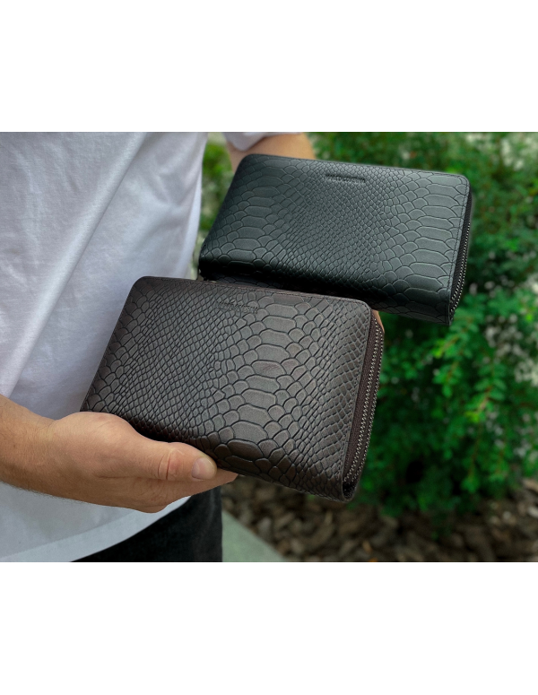 Клатч на дві блискавки з фактурною натуральною шкірою MC-086-5902С