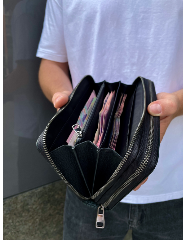 Клатч на дві блискавки з фактурною натуральною шкірою MC-086-5902С