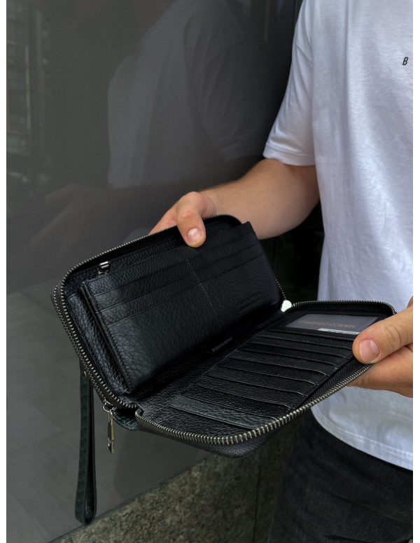 Клатч на дві блискавки з фактурною натуральною шкірою MC-086-5902С