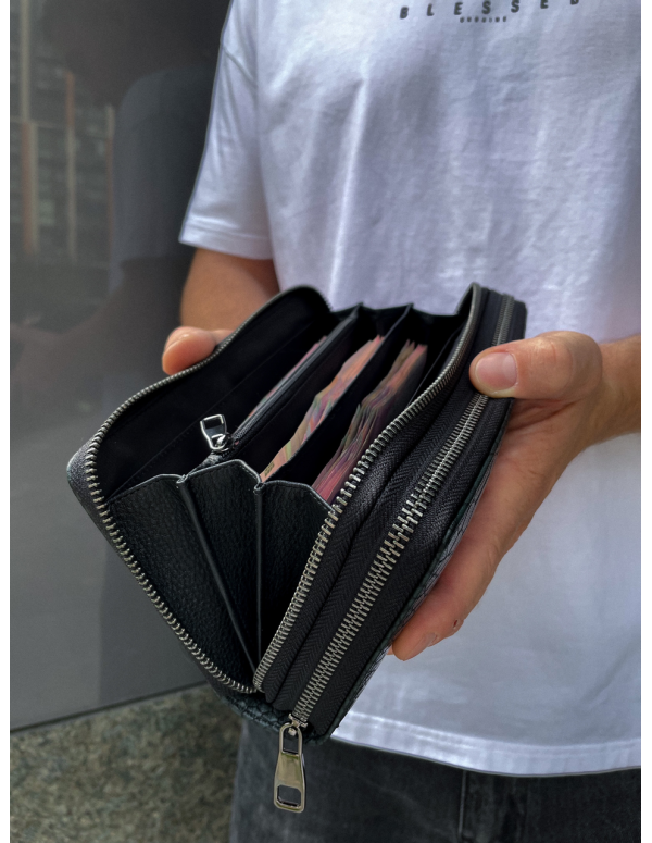 Клатч на дві блискавки з фактурною натуральною шкірою MC-086-5902С