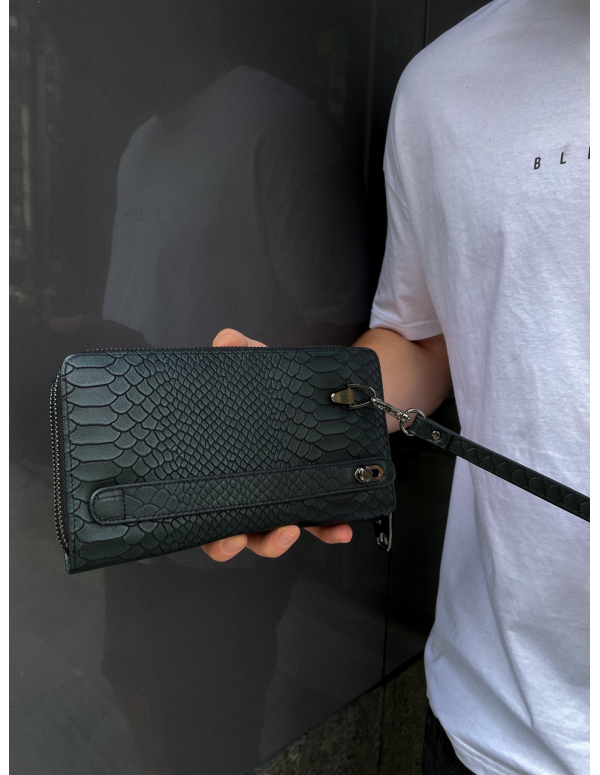 Клатч на дві блискавки з фактурною натуральною шкірою MC-086-5902С