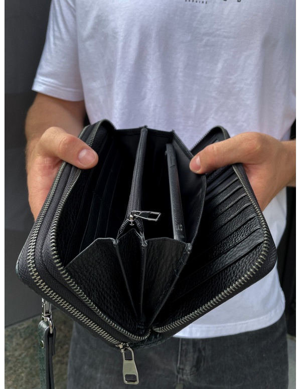 Клатч на дві блискавки з фактурною натуральною шкірою MC-086-5902С