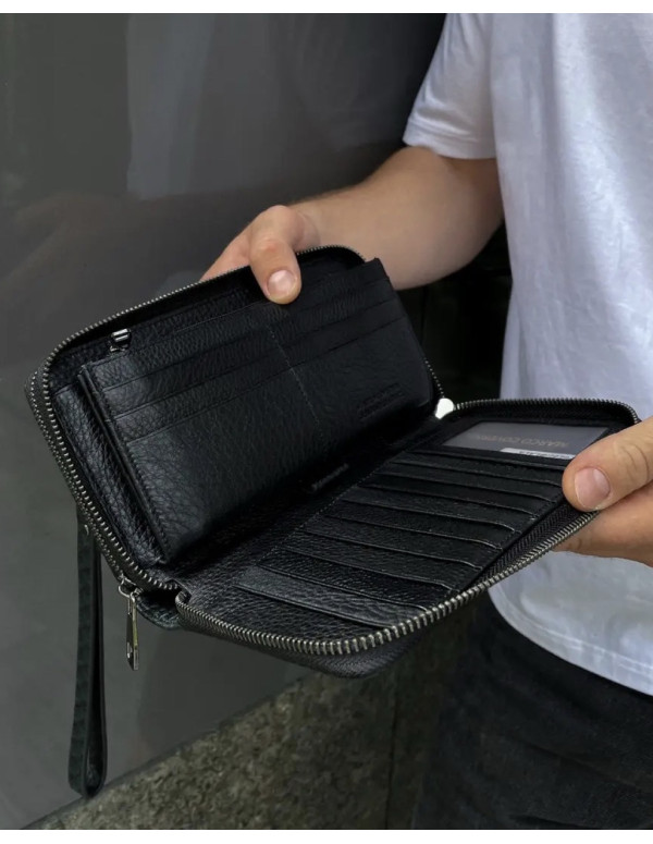 Клатч на дві блискавки з фактурної натуральної шкіри Зелений