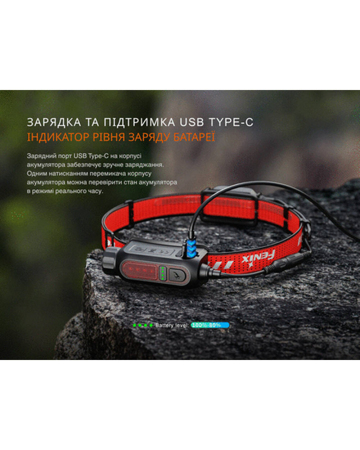 Ліхтар налобний Fenix HP12R-TRd червоний