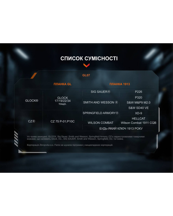Ліхтар до пістолета Fenix GL07