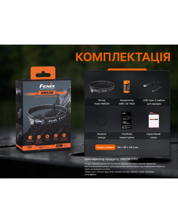 Ліхтар налобний Fenix HM53R, чорний