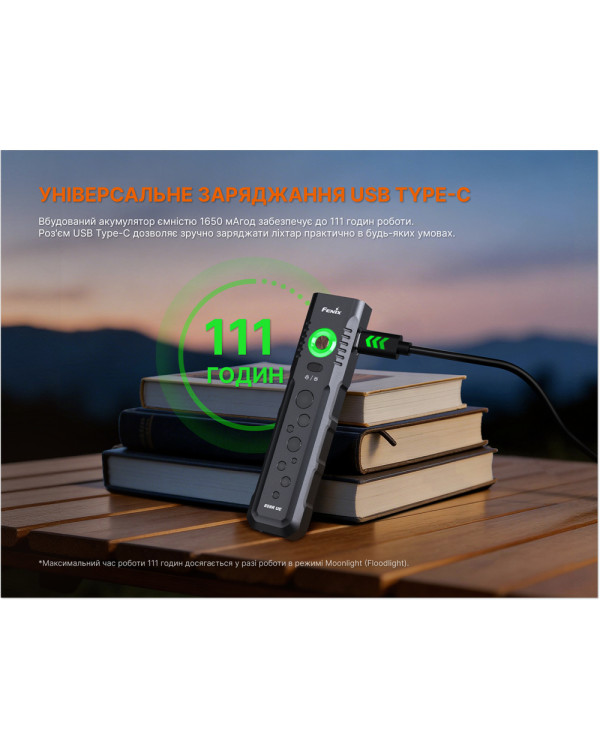 Ліхтар Fenix E08R UE, чорний