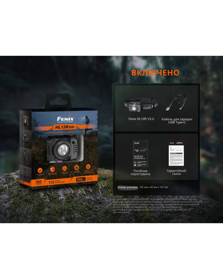 Ліхтар налобний Fenix HL12R V2.0 сірий