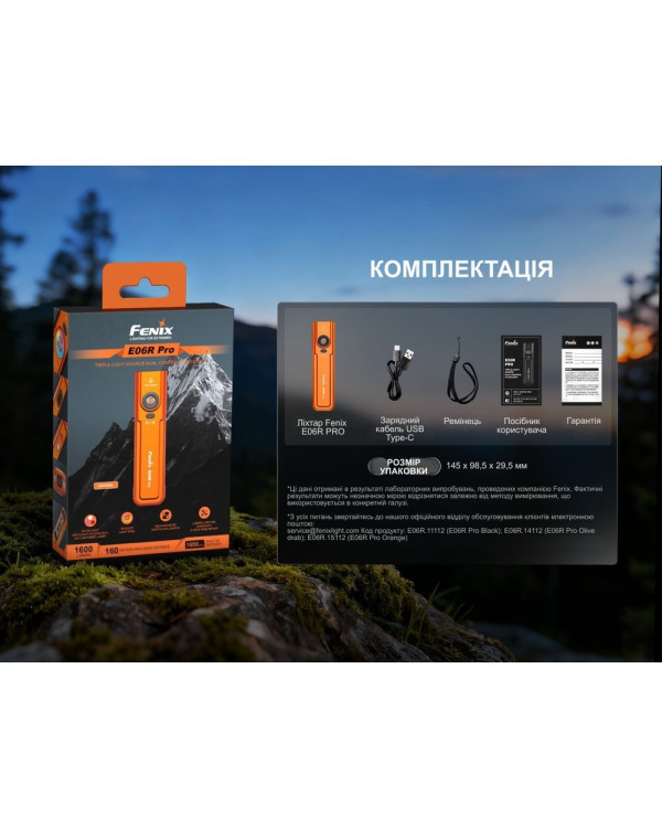 Ліхтар наключний Fenix E06R PRO, помаранчевий
