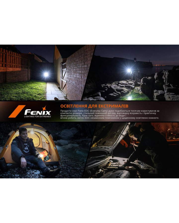 Ліхтар наключний Fenix E06R сірий