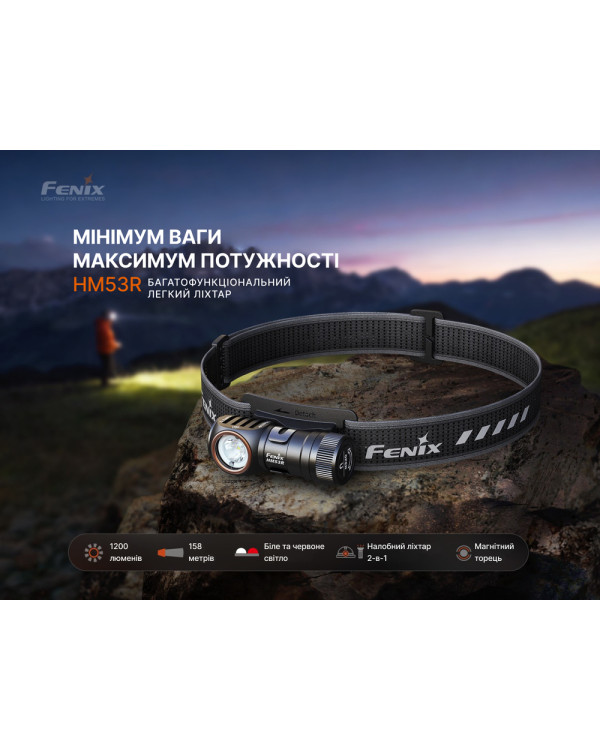 Ліхтар налобний Fenix HM53R, чорний