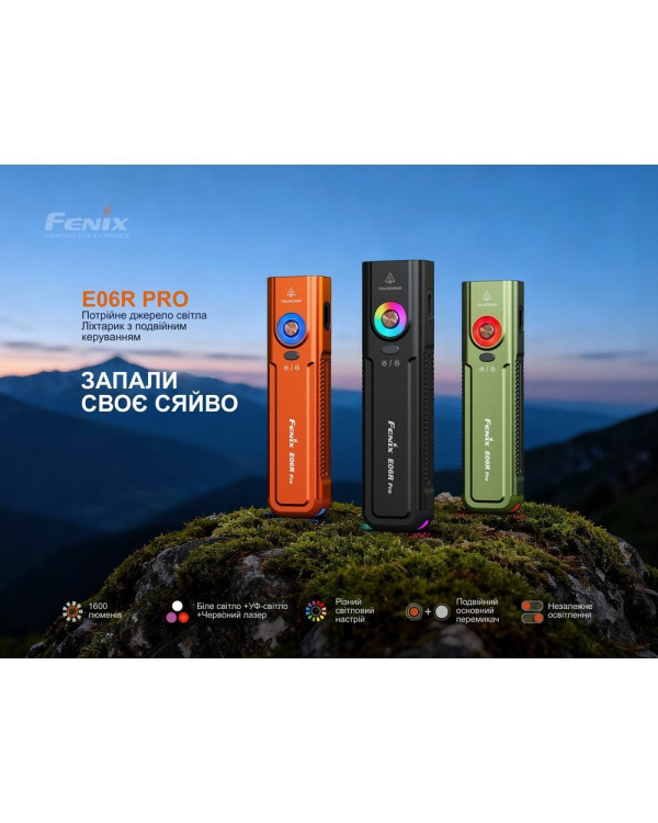 Ліхтар наключний Fenix E06R PRO, чорний
