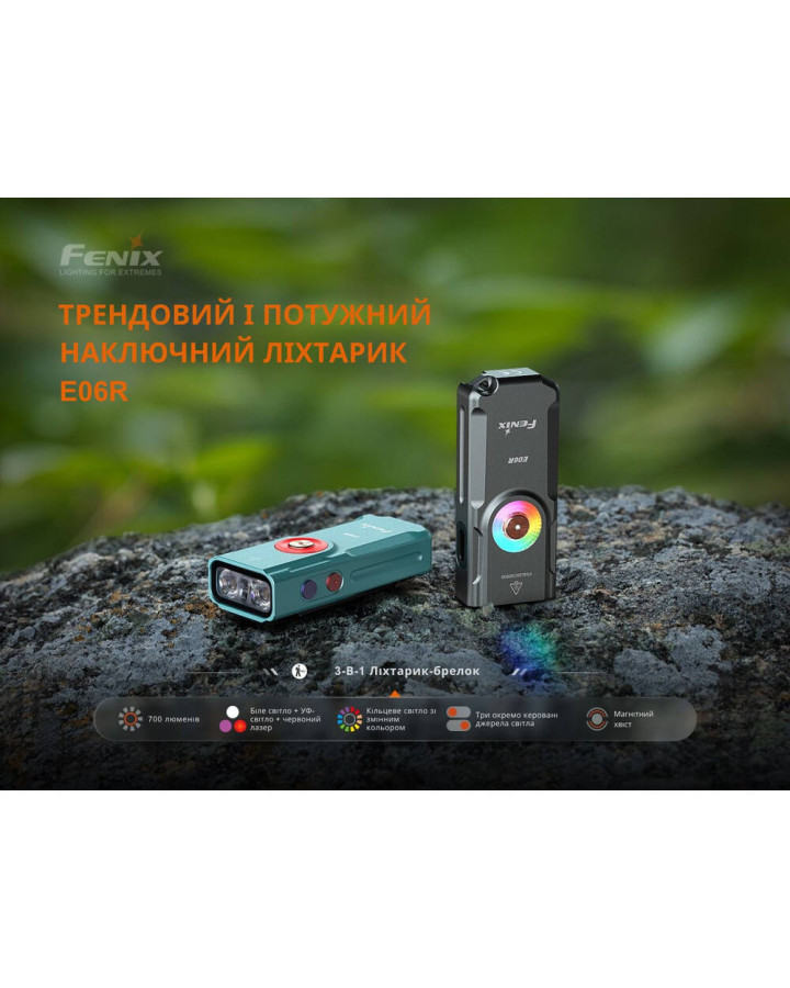 Ліхтар наключний Fenix E06R сірий