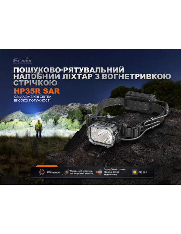 Ліхтар налобний Fenix HP35R SAR з вогнетривкою пов'язкою