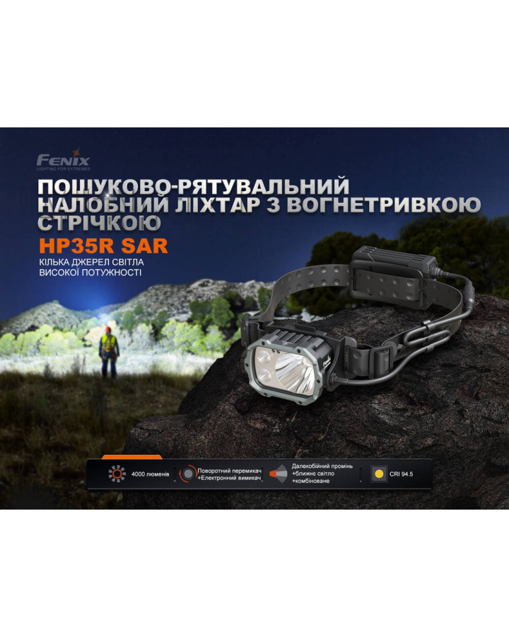Ліхтар налобний Fenix HP35R SAR з вогнетривкою пов'язкою