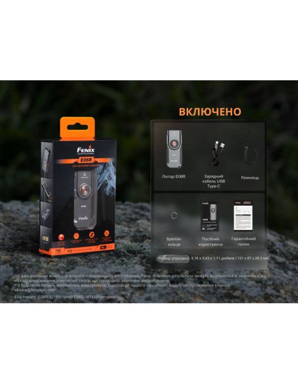 Ліхтар наключний Fenix E06R бірюзовий