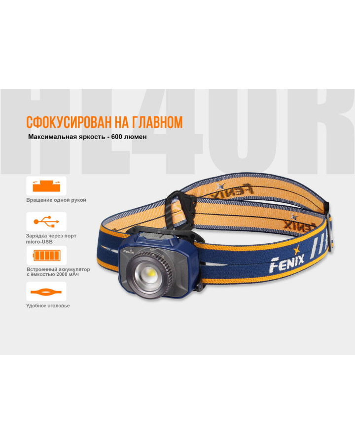 Ліхтар налобний Fenix HL40R Cree XP-LHIV2 LED сірий