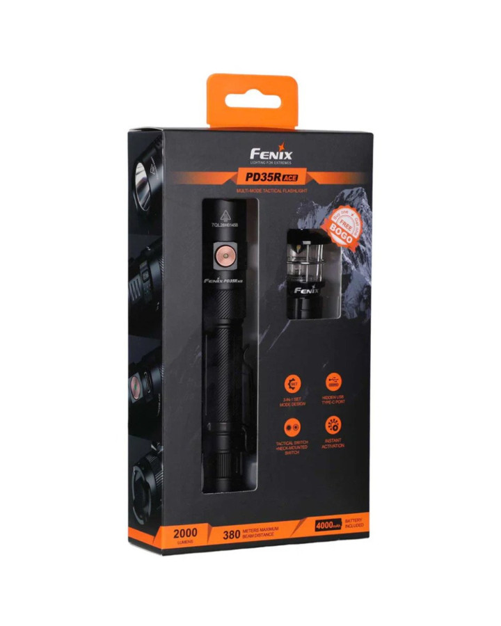 Ліхтар тактичний ручний Fenix PD35R ACE LED 2000 лм + наключний ліхтар CL01 (чорний)  | Лімітована серія