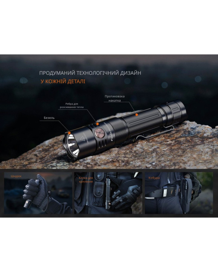 Ліхтар тактичний ручний Fenix PD35R ACE LED 2000 лм + наключний ліхтар CL01 (чорний)  | Лімітована серія