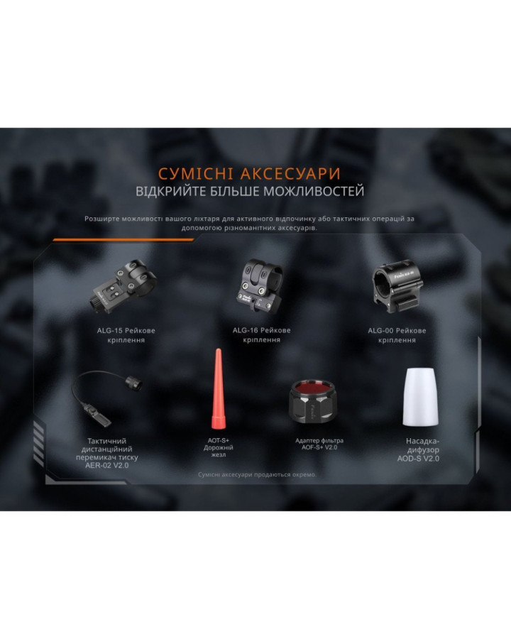 Ліхтар тактичний ручний Fenix PD35R ACE LED 2000 лм + наключний ліхтар CL01 (чорний)  | Лімітована серія