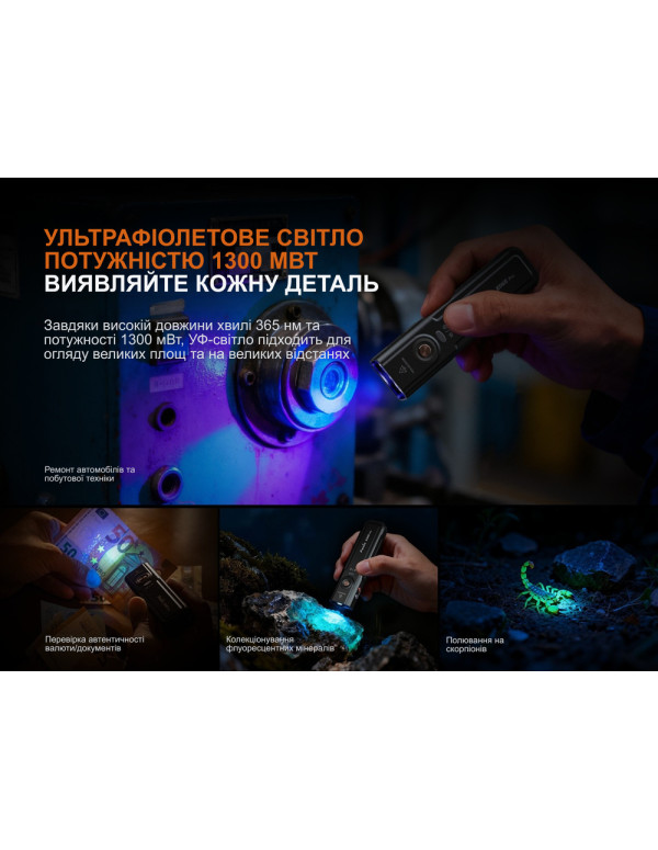 Ліхтар наключний Fenix E06R PRO, зелений