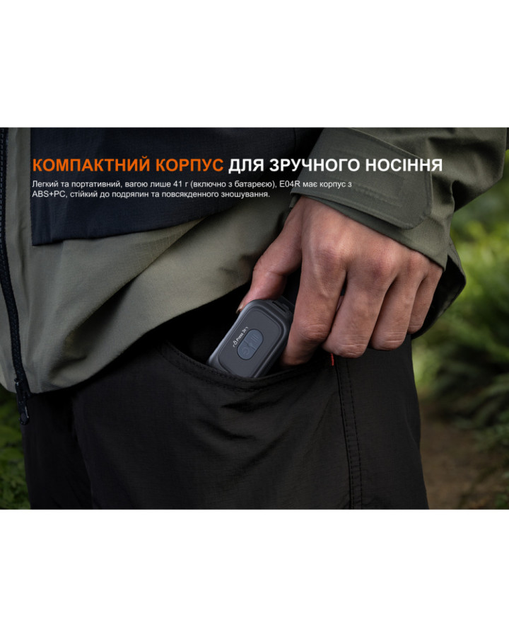 Ліхтар з кліпсою Fenix E04R, білий