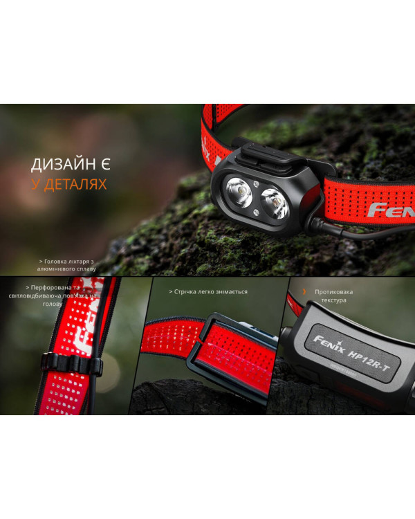 Ліхтар налобний Fenix HP12R-TRd червоний