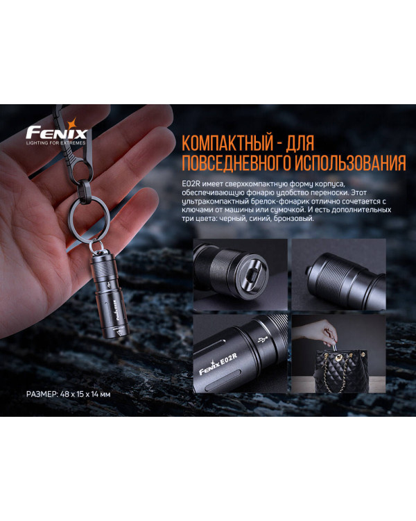 Ліхтар ручний Fenix E02R синій