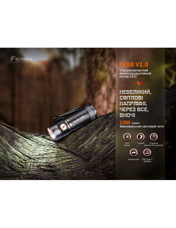Ліхтар ручний Fenix E18R V2.0
