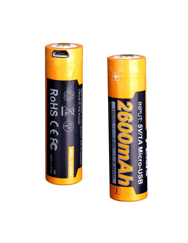 Акумулятор 18650 Fenix (2600 mAh) micro usb зарядка