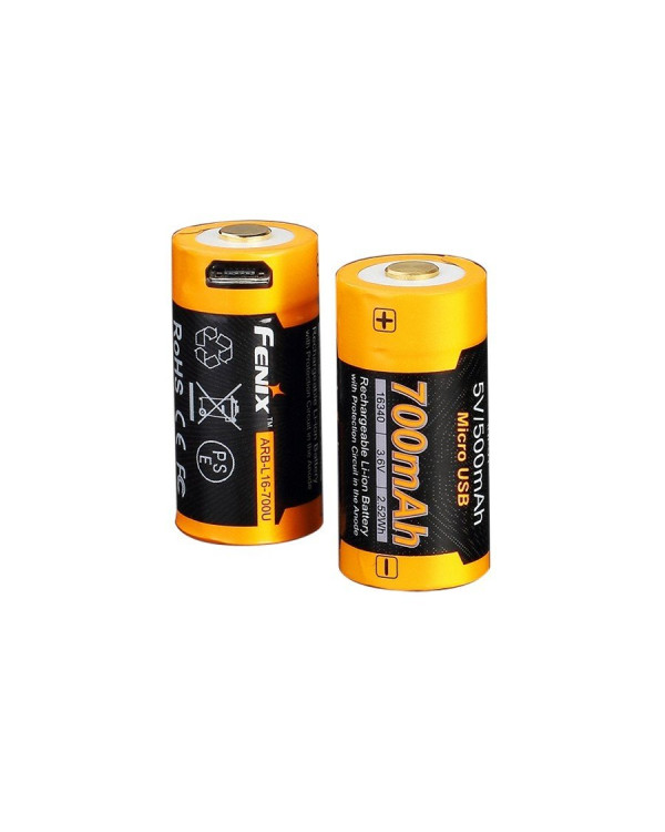 Акумулятор 16340 Fenix (700 mAh) micro usb зарядка