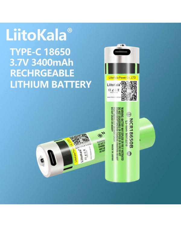 Акумулятор LiitoKala Lii-USB-34B 18650 3400mah