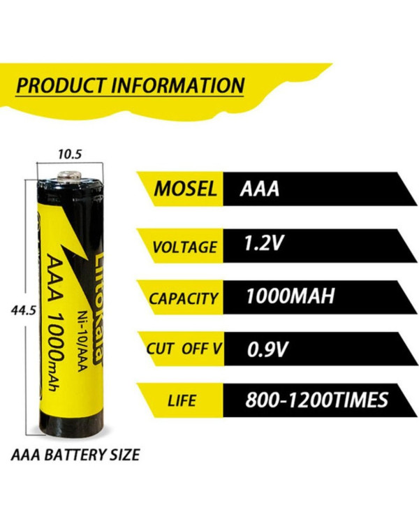 Акумулятор LiitoKala Ni-10/AAA 1.2V AAA 1000mAh battery